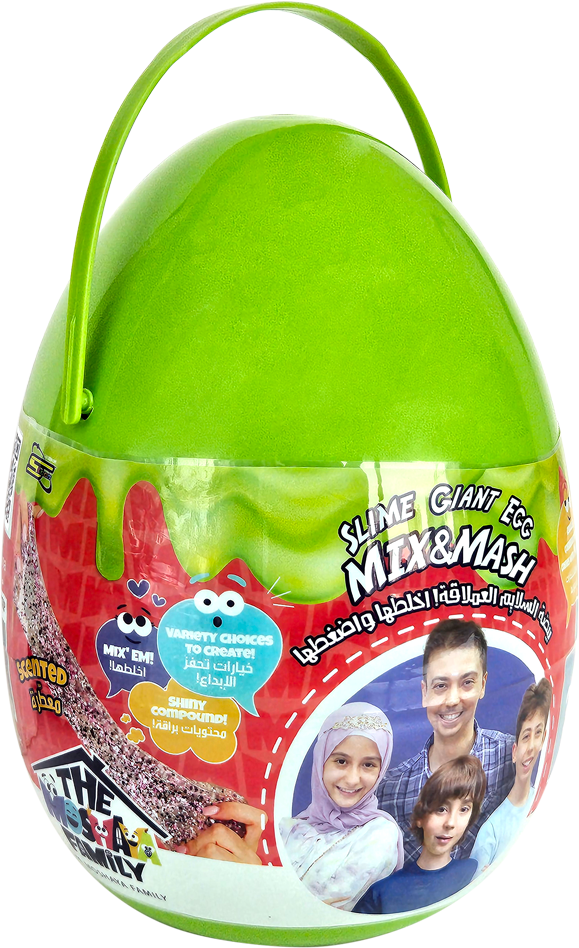عائله مشيع لعبة بيضة مفاجأة السلايم العملاعقة سلايم The Moshaya Family