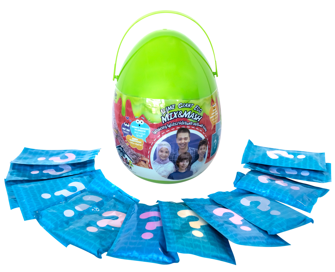 عائله مشيع لعبة بيضة مفاجأة السلايم العملاعقة سلايم The Moshaya Family