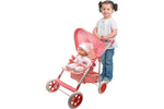 دولز وورلد عربة أطفال فاخرة قابلة للطي مع مظلة اكسسوارت الدمى Dolls World
