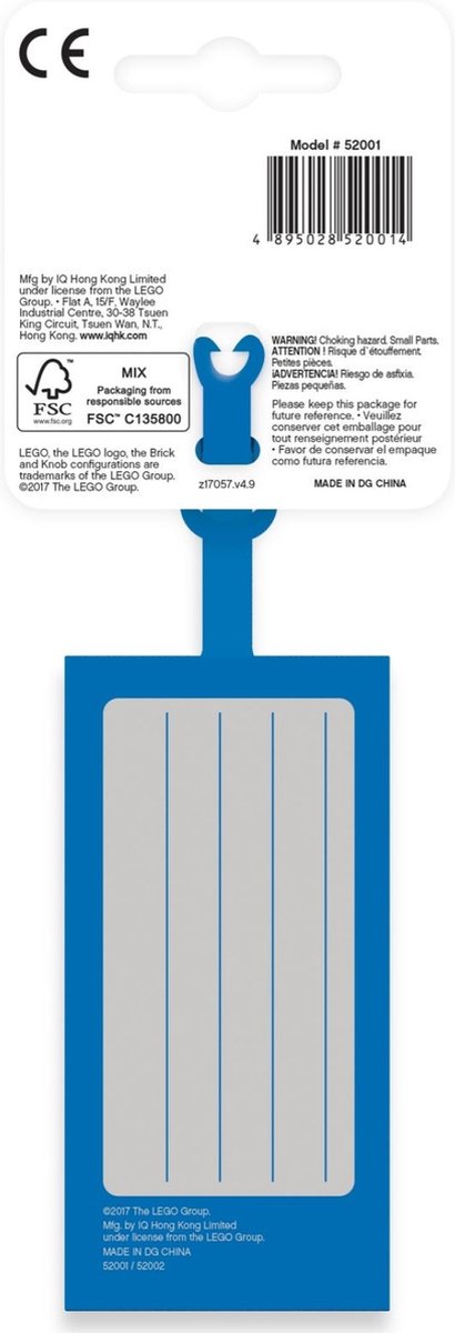 ليجو تعليقة علامة الأمتعة الزرقاء مكعبات التركيب LEGO