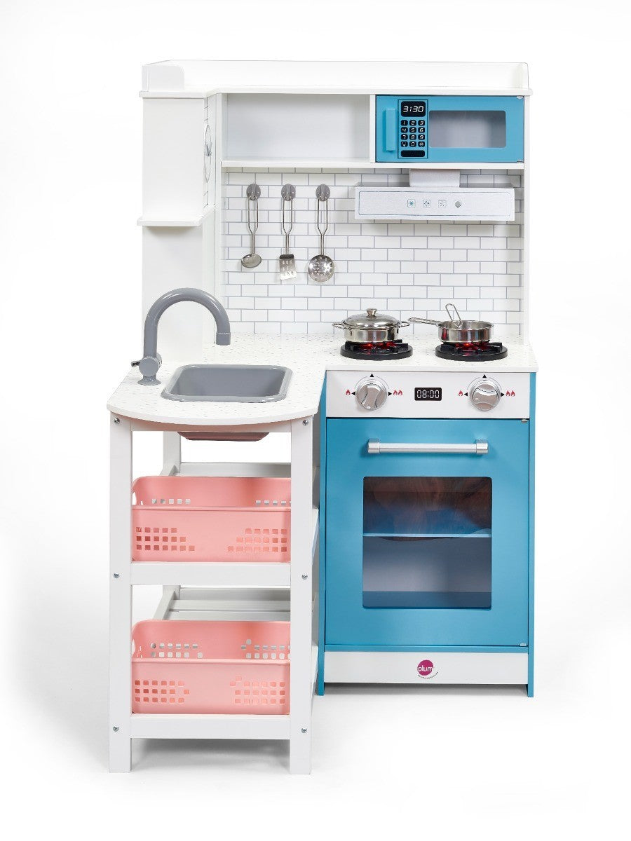 بلام مطبخ زاوية خشبي مع ثلاجة ألعاب المطابخ Plum