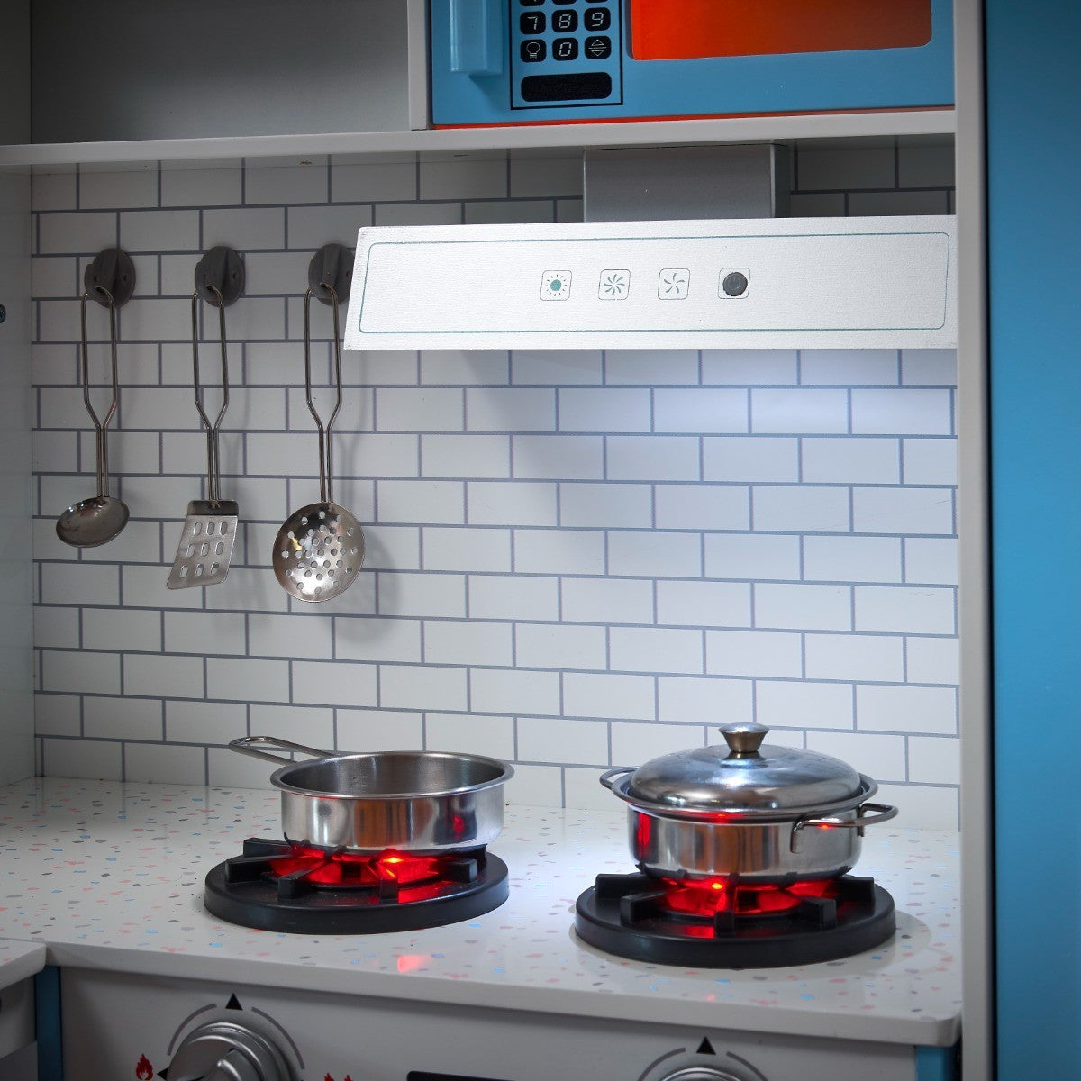 بلام مطبخ زاوية خشبي مع ثلاجة ألعاب المطابخ Plum