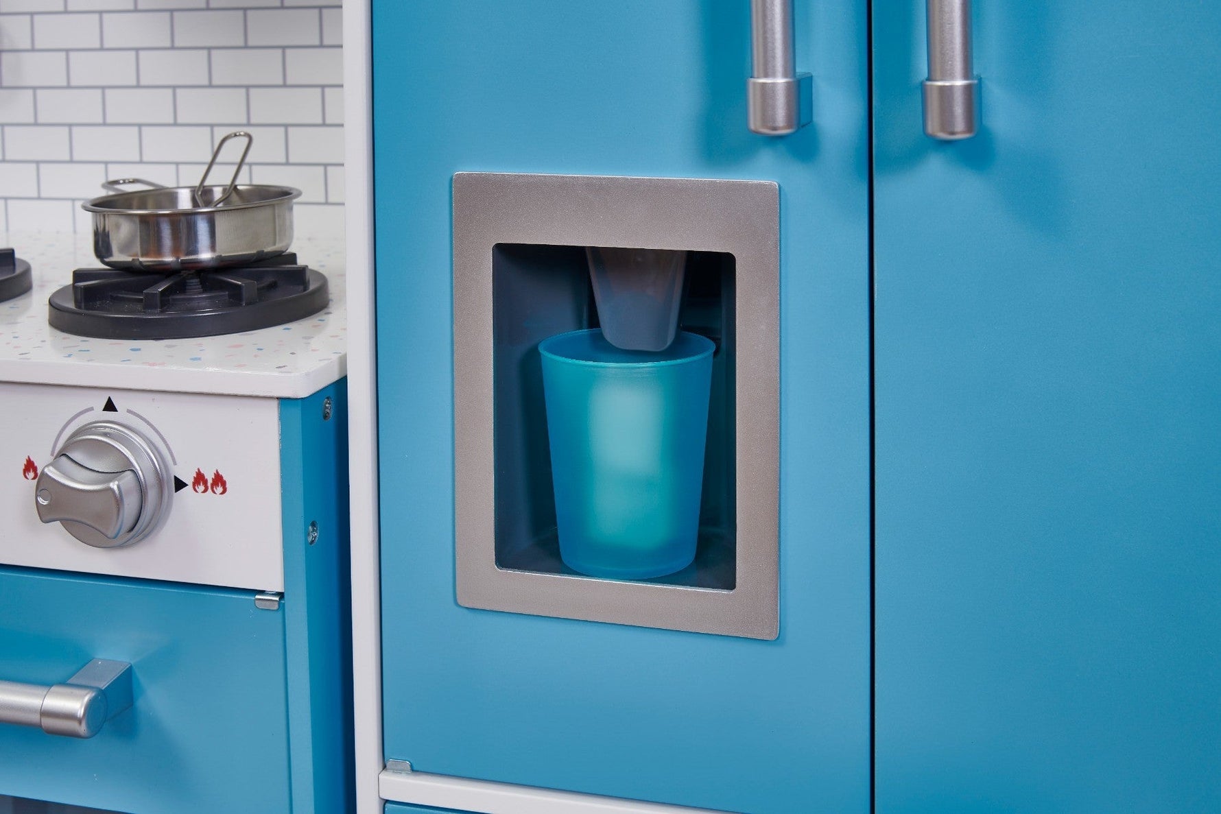 بلام مطبخ زاوية خشبي مع ثلاجة ألعاب المطابخ Plum