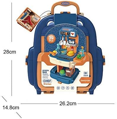 حقيبة مدرسة ادوات المطبخ ازرق 34 قطعة 2 في 1 ألعاب المطابخ LOCAL
