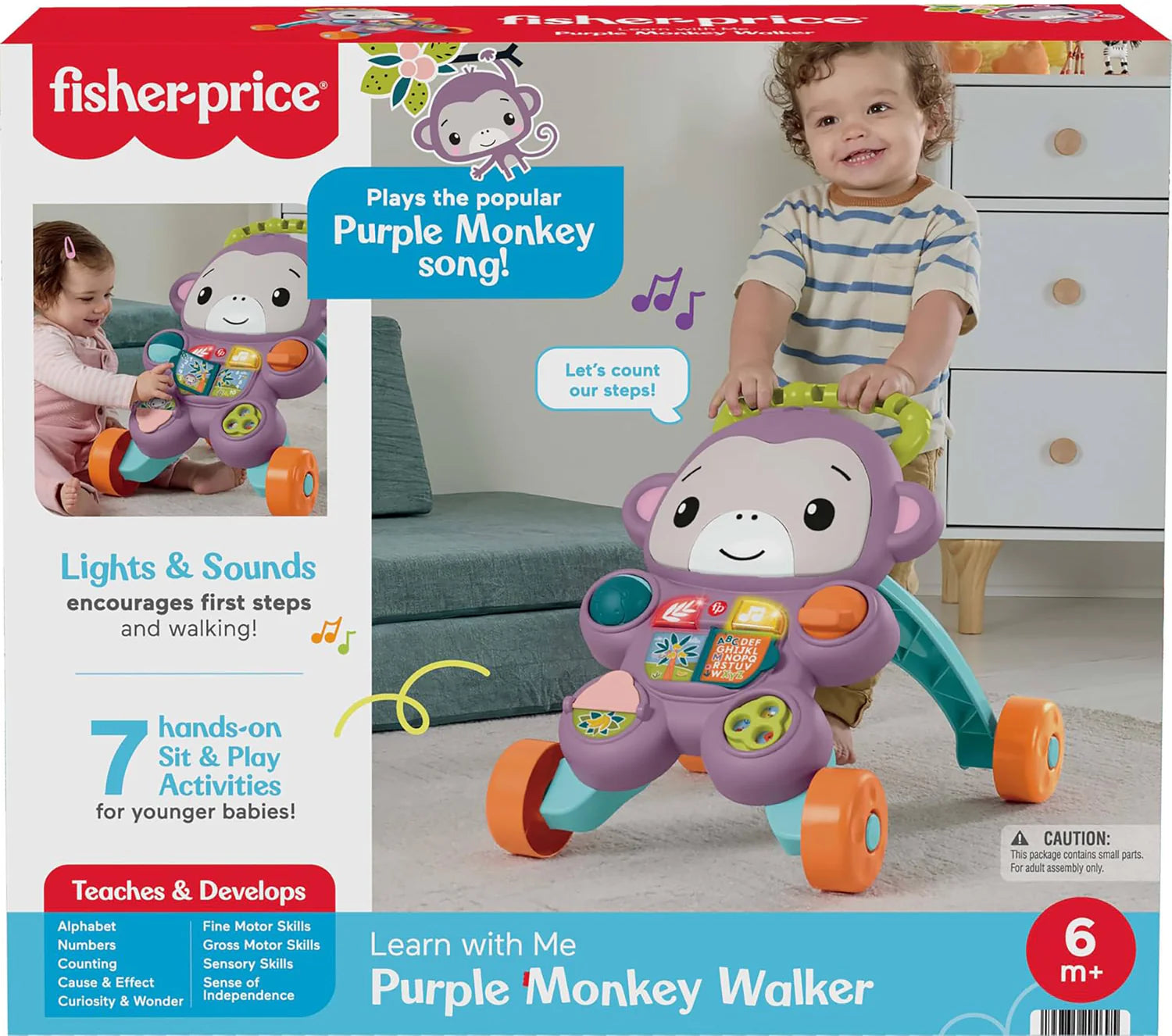 فيشر برايس مشاية تفاعلية بلون بنفسجي تعليم المشي Fisher-Price