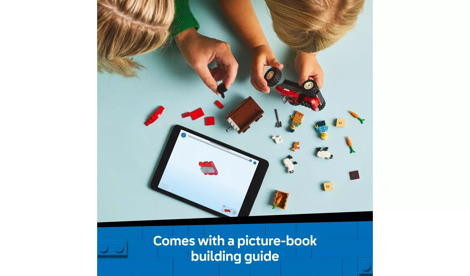 ليجو مكعبات بناء جرار مزرعة أحمر مع مقطورة مكعبات التركيب LEGO