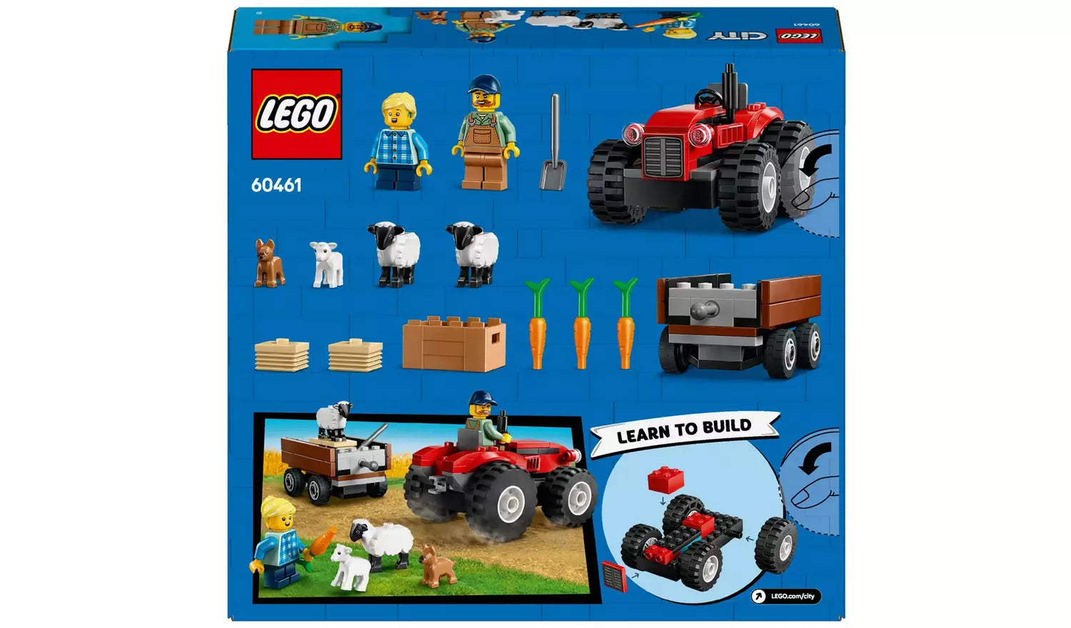ليجو مكعبات بناء جرار مزرعة أحمر مع مقطورة مكعبات التركيب LEGO