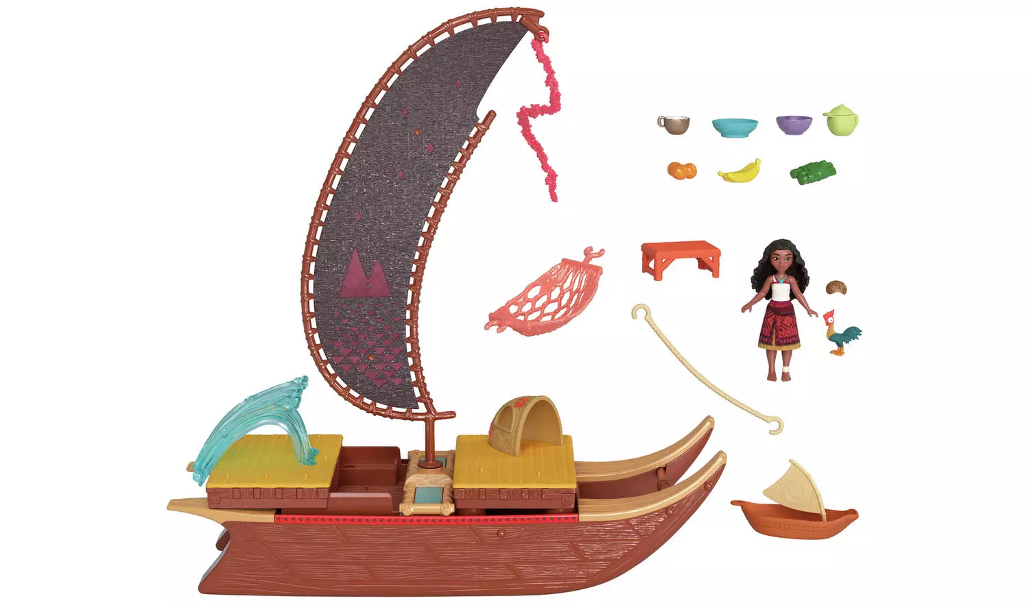 ديزني لعبة زورق مغامرات موانا مع زورق عائم دمية مع اكسسوارات Disney