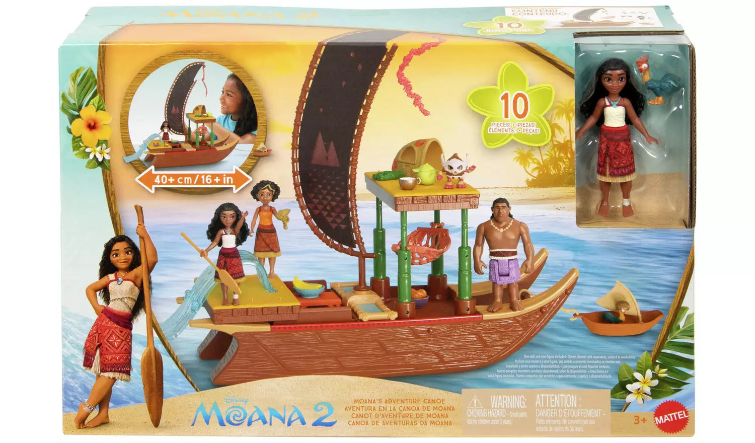 ديزني لعبة زورق مغامرات موانا مع زورق عائم دمية مع اكسسوارات Disney