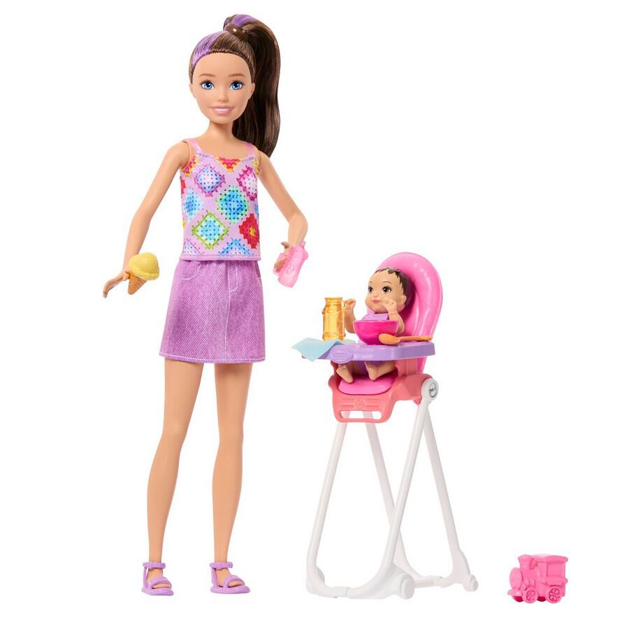 باربي سكيبر دمية رعاية الأطفال دمية مع اكسسوارات Barbie
