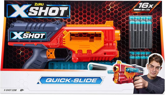 اكس شوت مسدس كويك سلايد بلاستر مع 16 سهم مسدسات مطاطية Zuru