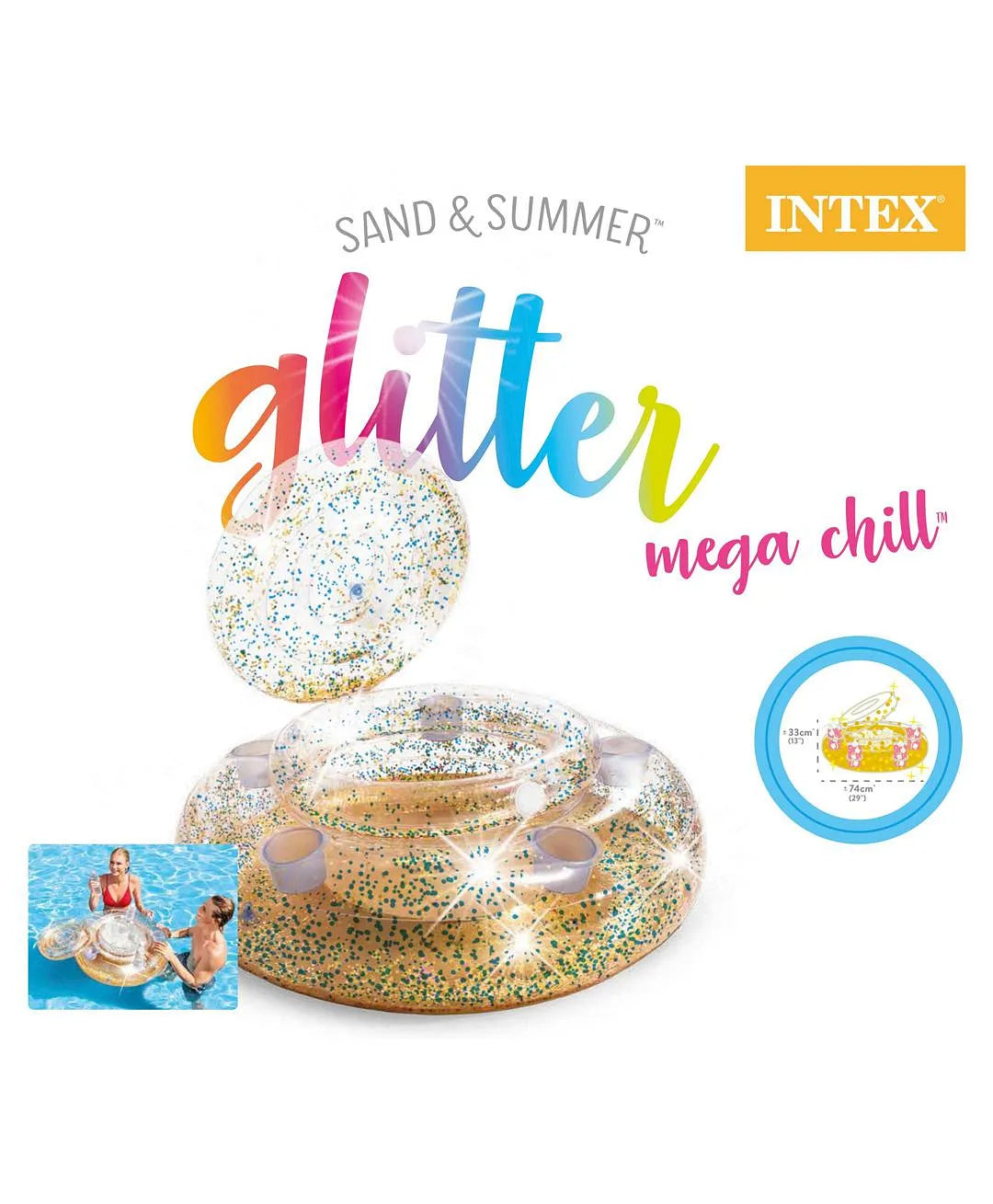 انتكس مبرد وحامل أكواب ميجا تشيل لامع عوامات ومراتب Intex
