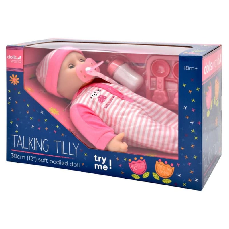 دولز وورلد دمية طفل تيلي مع أصوات وإكسسوارات 30 سم دمى المواليد Dolls World