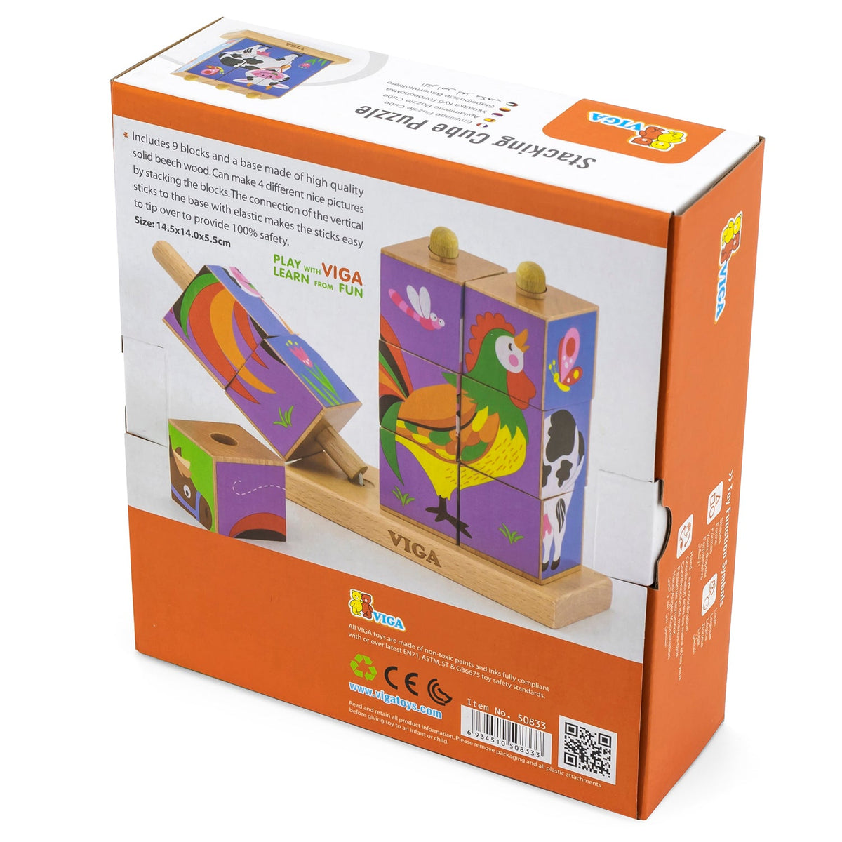 فيجا مجموعة احجية مكعبات تكديس حيوانات المزرعة العاب البزل VIGA