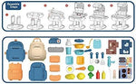 حقيبة مدرسة ادوات المطبخ ازرق 34 قطعة 2 في 1 ألعاب المطابخ LOCAL