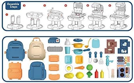 حقيبة مدرسة ادوات المطبخ ازرق 34 قطعة 2 في 1 ألعاب المطابخ LOCAL