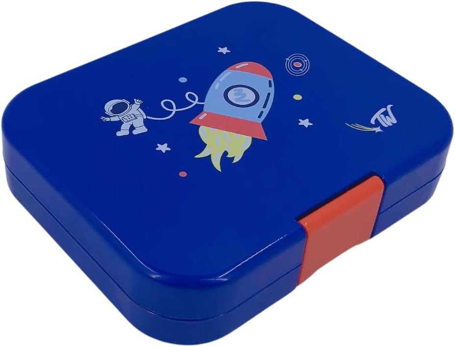 تايني ويل صندوق غذاء الفضاء أزرق 4 اقسام أدوات مدرسية Tiny Wheel