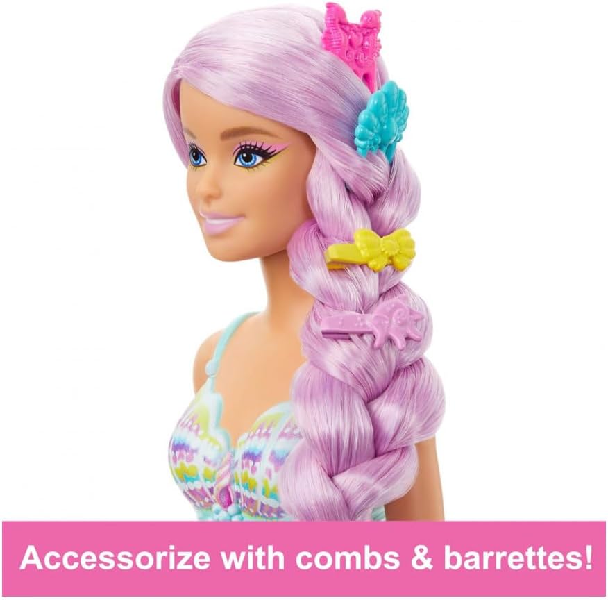 باربي دمية حورية البحر مع شعر زهري دمية مع اكسسوارات Barbie