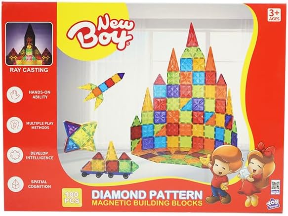 نيوبوي مكعبات بناء مغناطيسية 100 قطعة مكعبات التركيب NewBoy