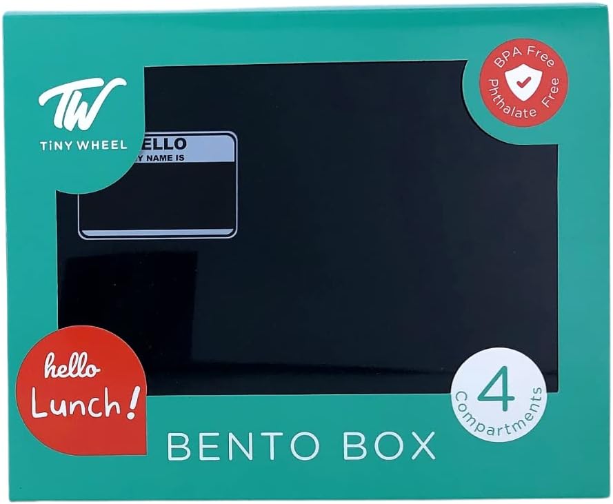 تايني ويل صندوق غذاء بنتو أسود 4 اقسام أدوات مدرسية Tiny Wheel