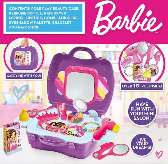 باربي حقيبةاكسسوارات الشعر والجمال تقمص الأدوار Barbie