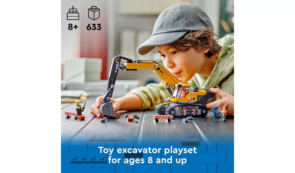 ليجو سيتي لعبة حفارة بناء بلون أصفر مكعبات التركيب LEGO