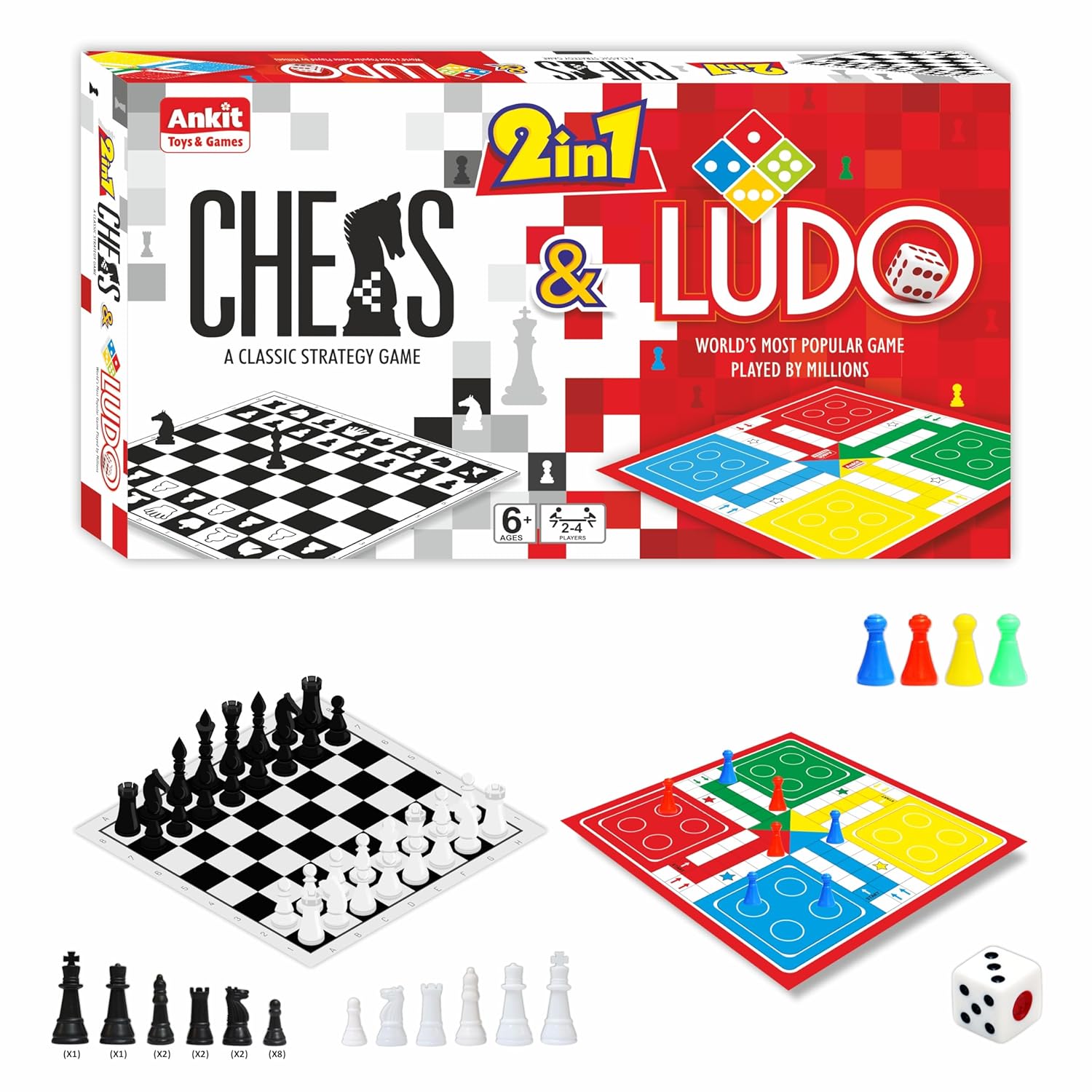 انكيت تويز لعبة الشطرنج ولودو 2 في 1 العاب لوحية Ankit toys