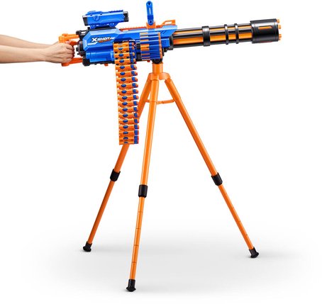 اكس شوت مسدس إيج فاير جاتلينج المزود بمحرك من الجنون مع حامل ثلاثي القوائم مسدسات مطاطية Zuru