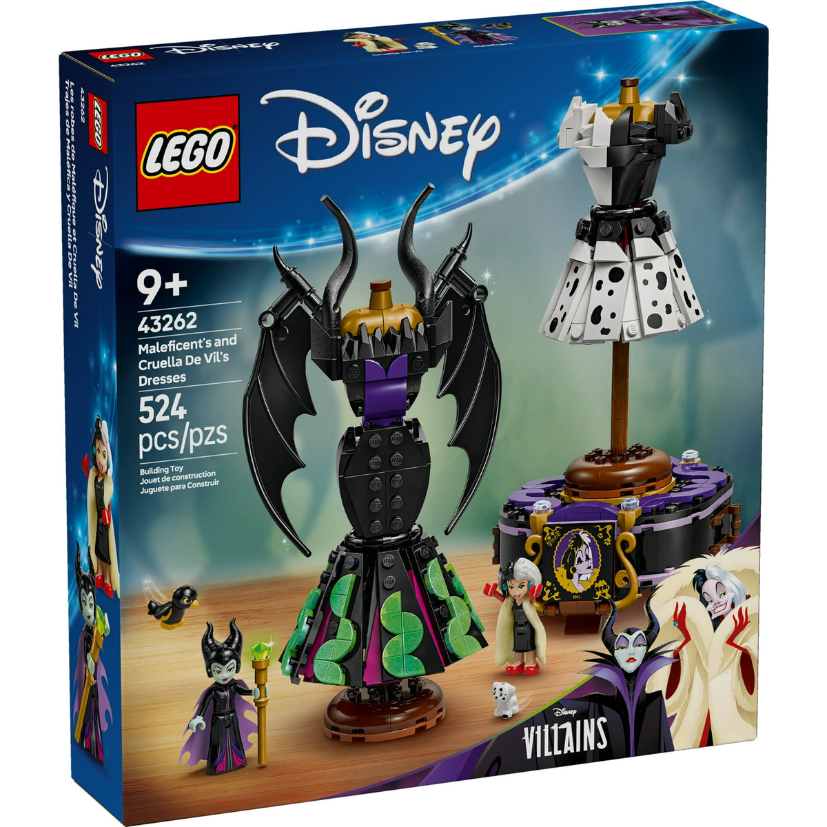 ليجو 43262 ديزني فساتين ماليفيسنت وكرويلا دي فيل مكعبات التركيب LEGO