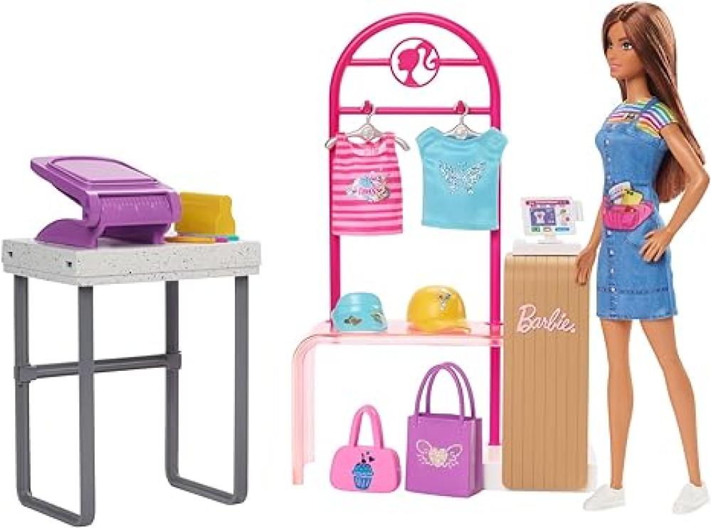 باربي لعب بوتيك ميك اند سيل مع دمية دمية مع اكسسوارات Barbie