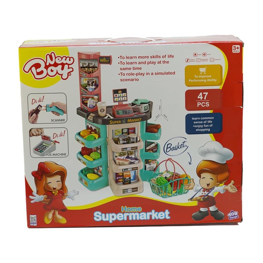 نيوبوي لعبة سوبرماركت مع اكسسوارات 47 قطعه التسوق والوظائف NewBoy