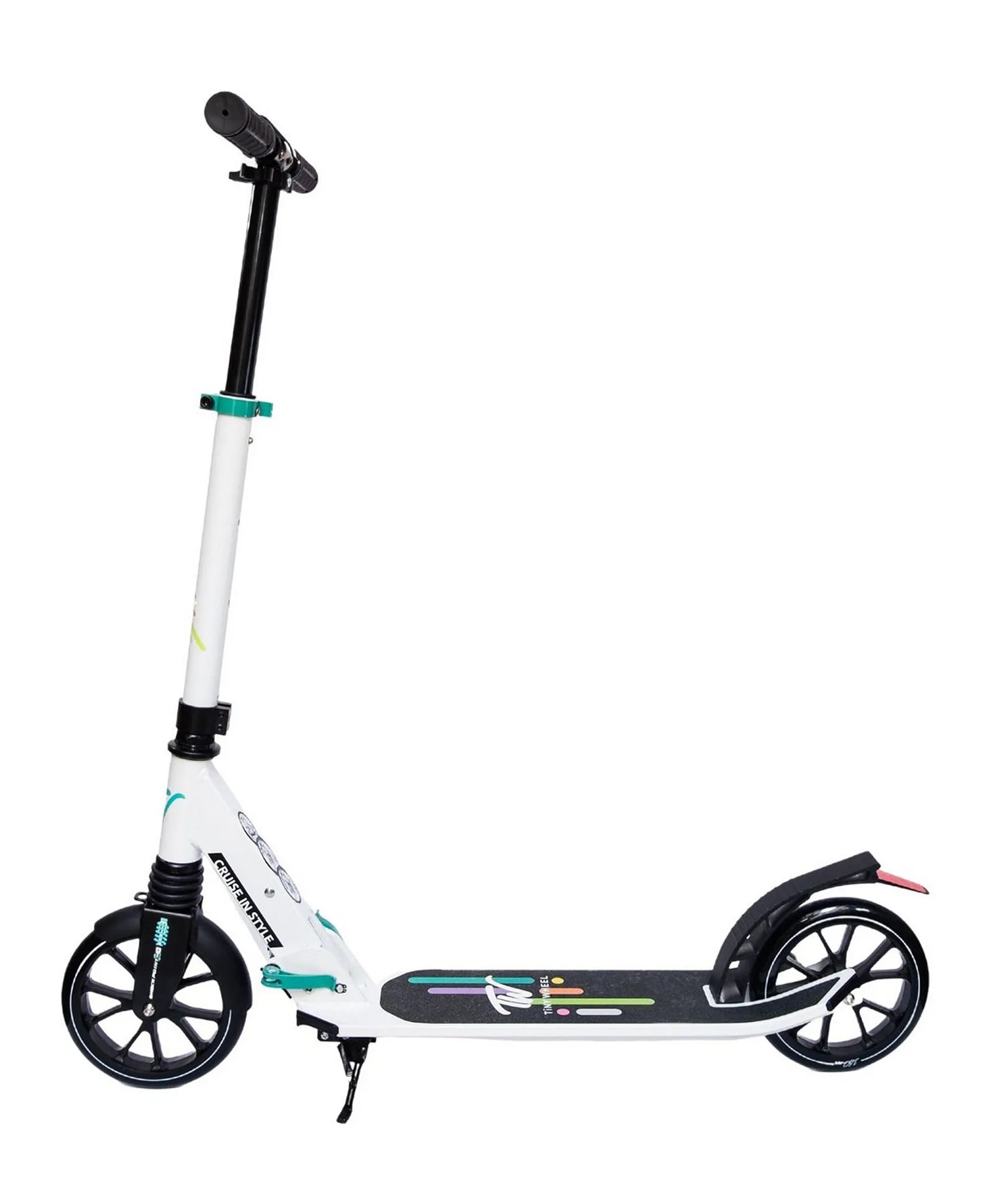 تايني ويل سكوتر أبيض عجلاتين قابل للطي سكوتر 3 عجلات Tiny Wheel