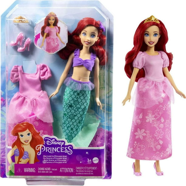 ديزني برينسس دمية الأميرة اريال 2 في 1 دمية مع اكسسوارات Disney