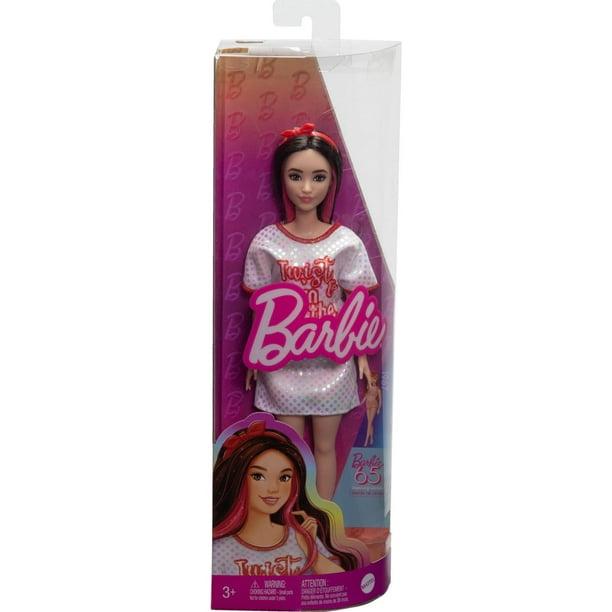 باربي دمية أزياء باربي تويست اند تيرن بشعر مموج بلون أسود دمى الشخصيات Barbie