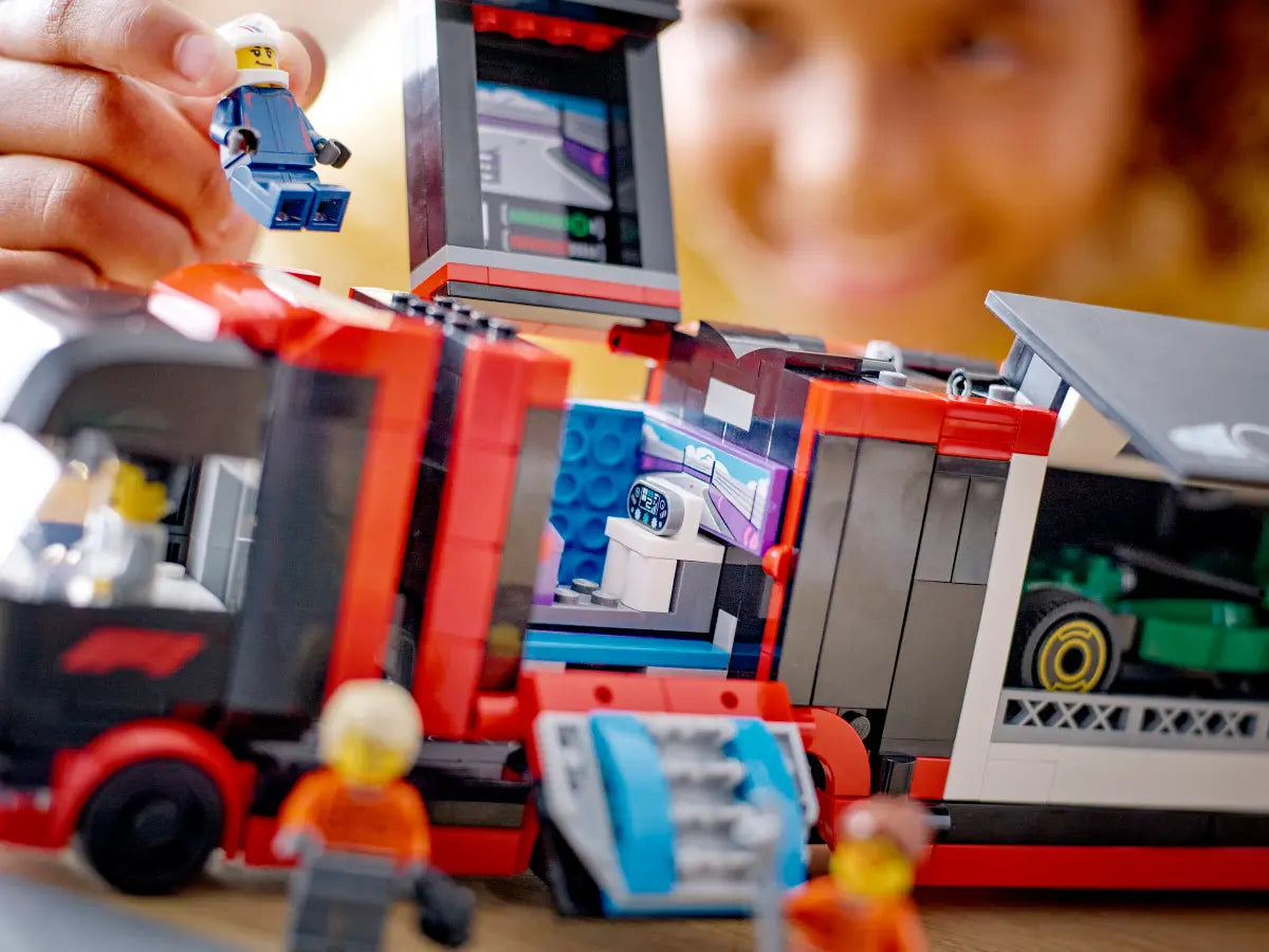 ليجو مكعبات بناء شاحنة فورمولا 1 مع سيارات مكعبات التركيب LEGO