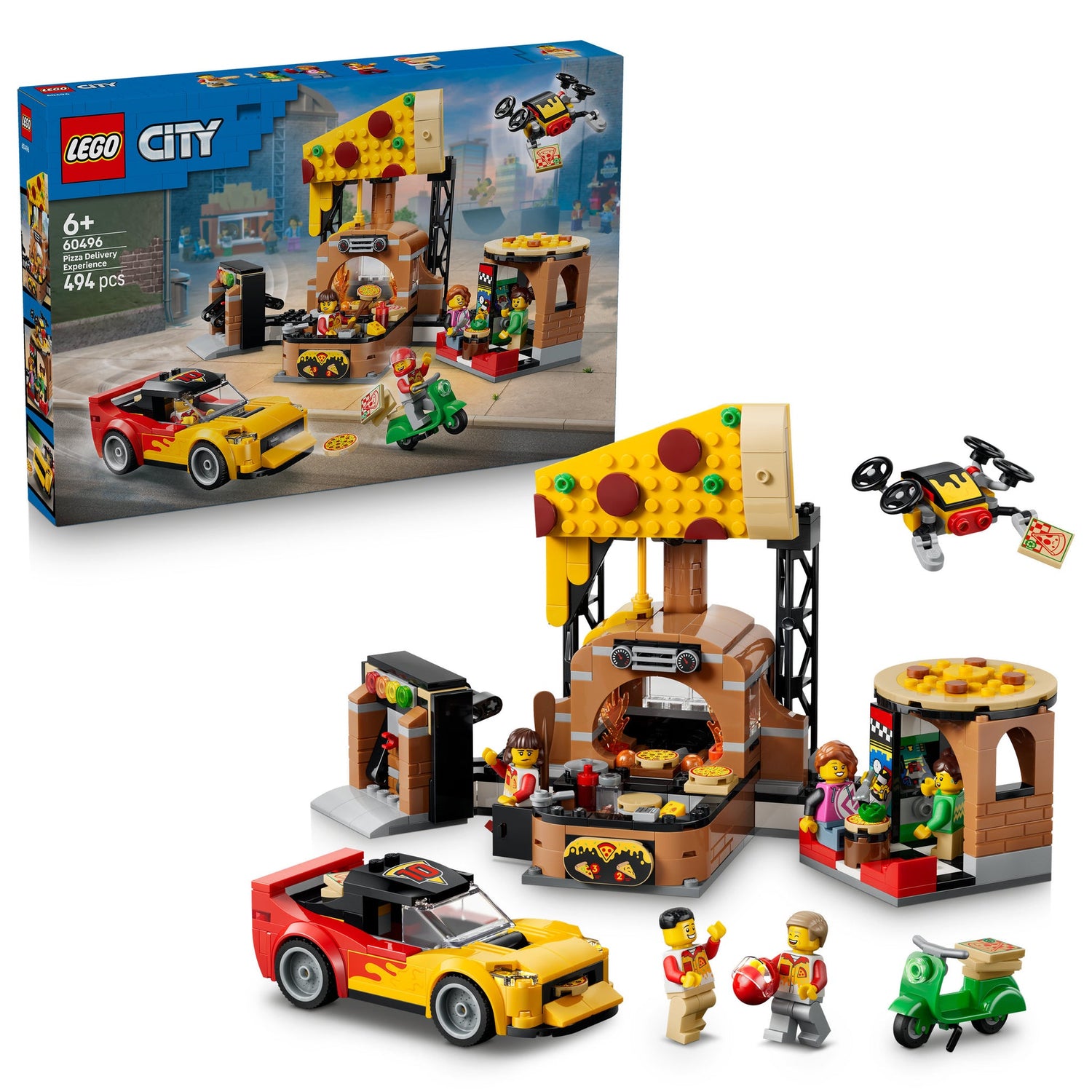 ليجو سيتي مجموعة صنع وتوصيل البيتزا 60496 مكعبات التركيب LEGO