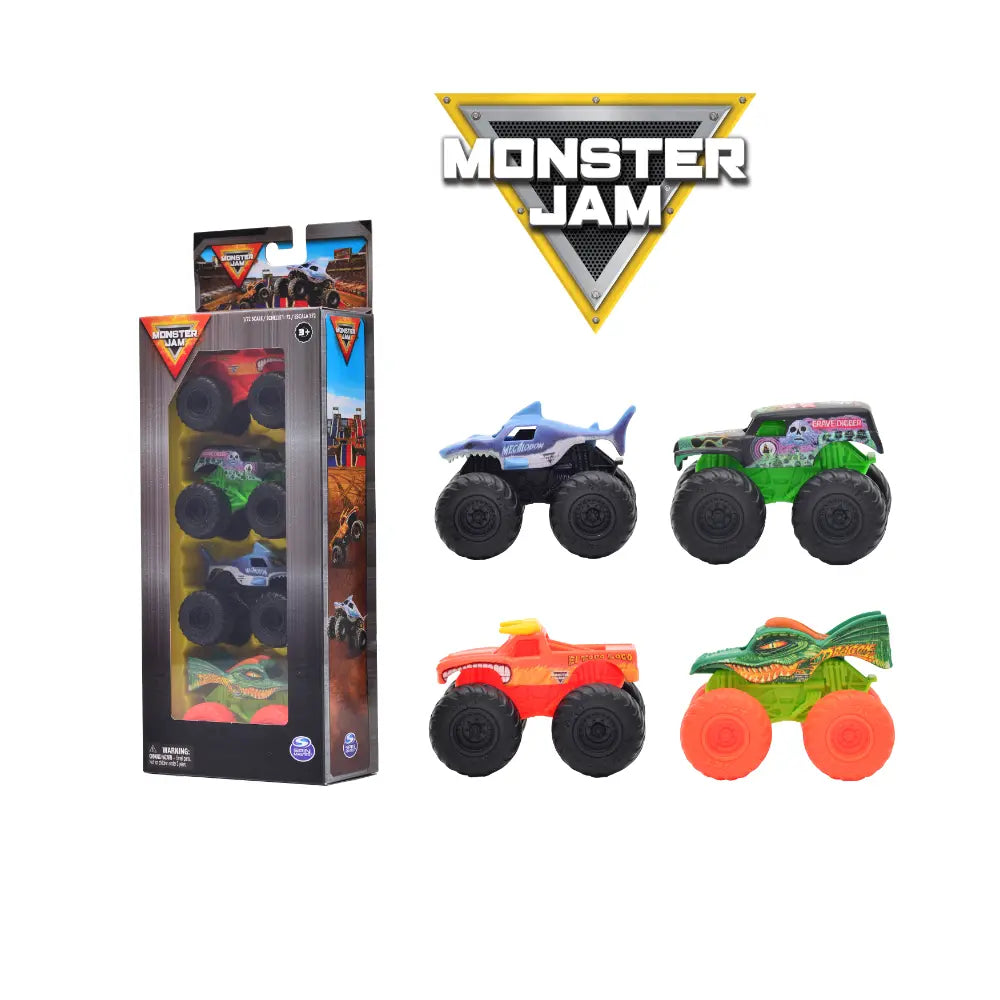 مونستر جام مجموعة شاحنات مكونة من 4 قطع سيارات داي كاست Monster Jam
