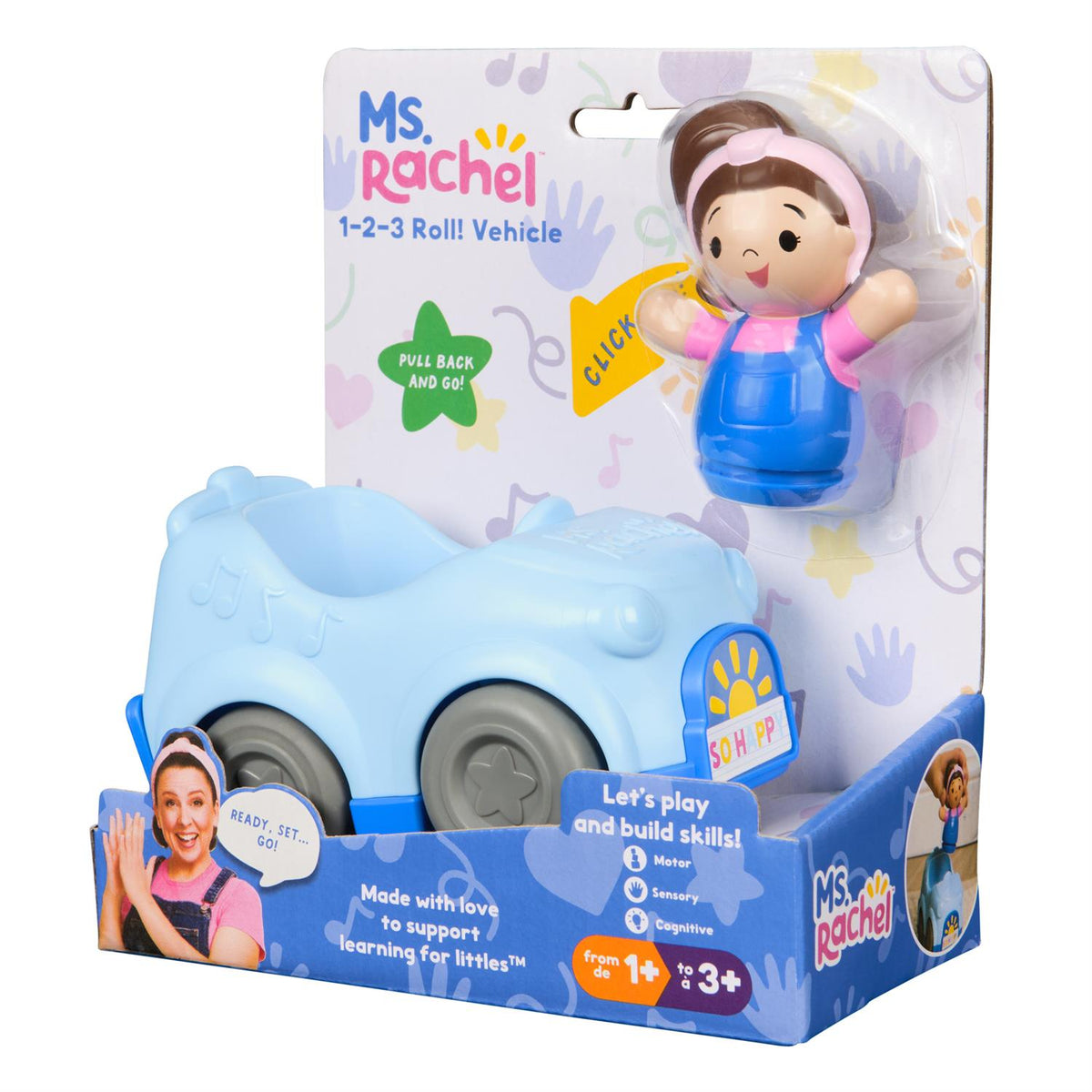 ميس راتشيل دحرج السيارة مع شخصية مركبات الأطفال Ms Rachel