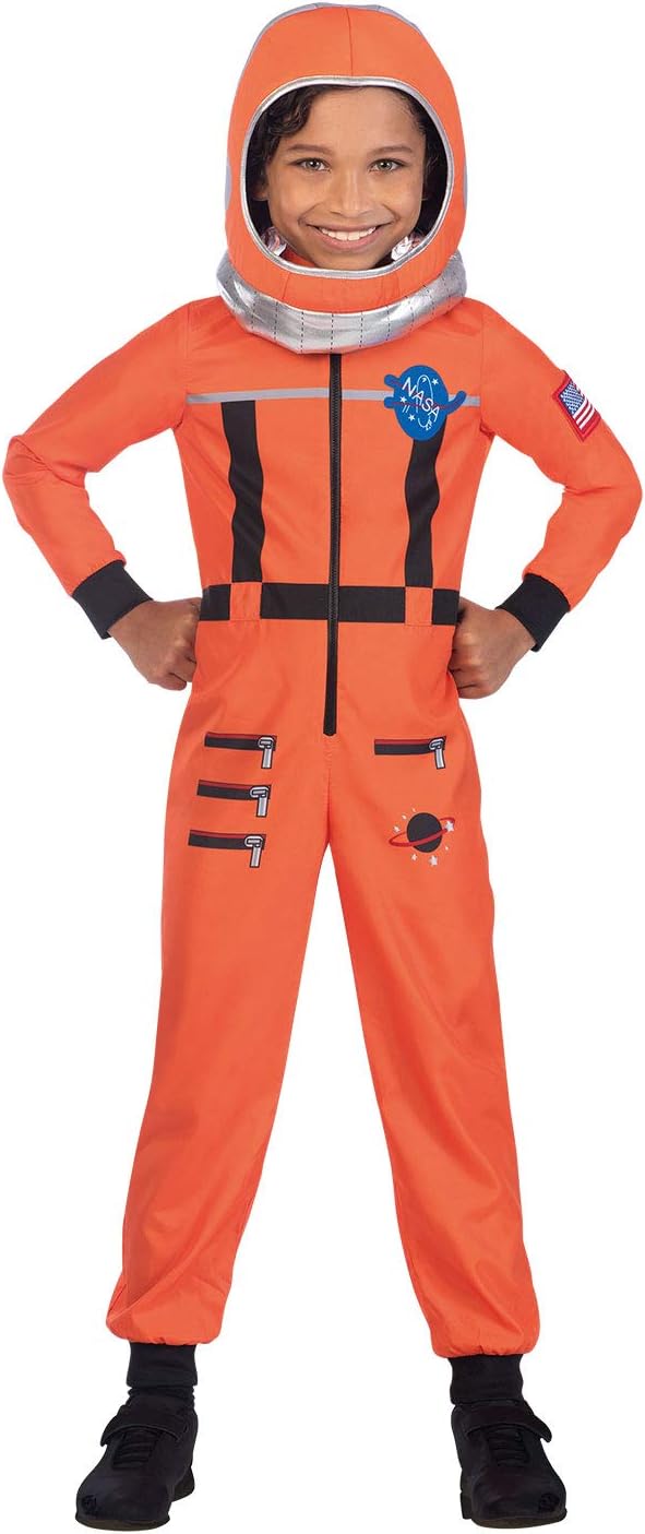 امسكان ملابس رائد فضاء برتقالي للأطفال 8-10 سنوات الملابس التنكرية Amscan