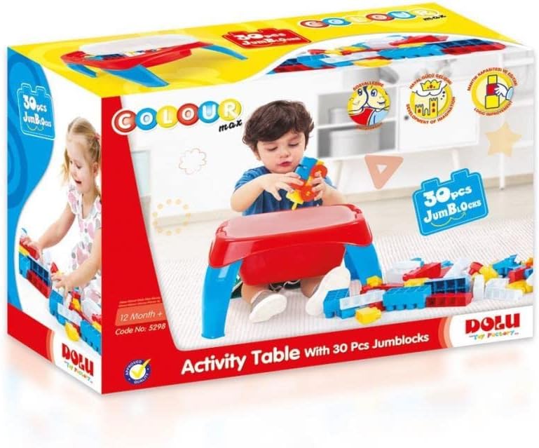 دولو طاولة أنشطة مع 30 قطعة مكعبات مكعبات التركيب Dolu