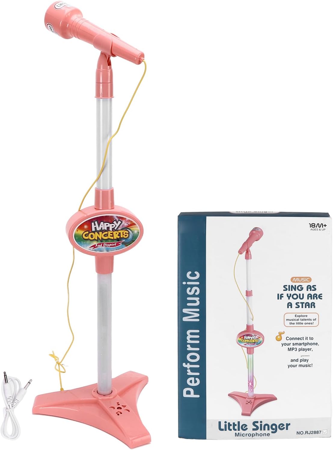 لعبة مايكروفون وردي مع حامل تقمص الأدوار LOCAL