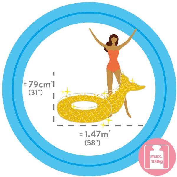 انتكس عوامة سباحة بلون ذهبي بتصميم حورية البحر عوامات ومراتب Intex