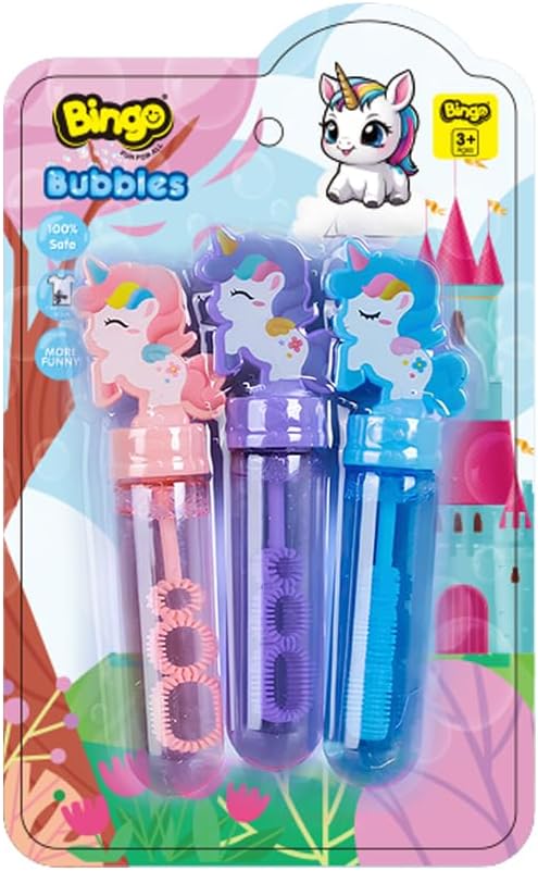 بينجو عصا فقاعات يونيكورن 3 قطع فقاعات الماء والصابون Bingo