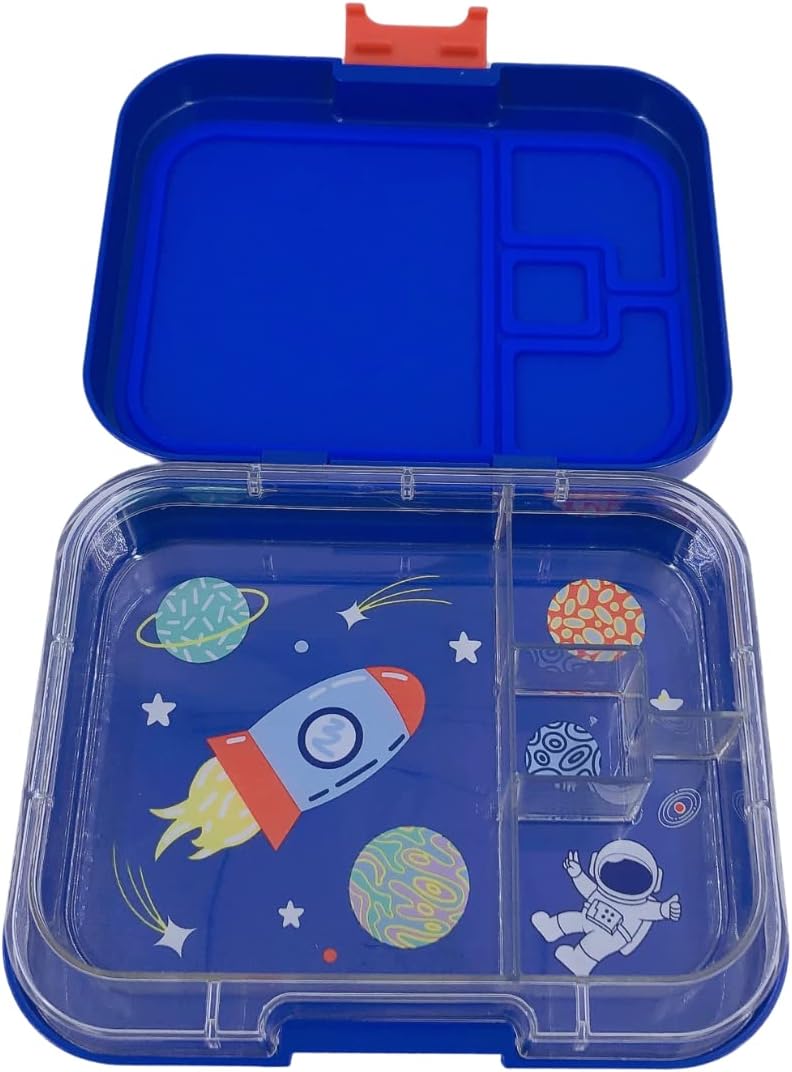 تايني ويل صندوق غذاء الفضاء أزرق 4 اقسام أدوات مدرسية Tiny Wheel