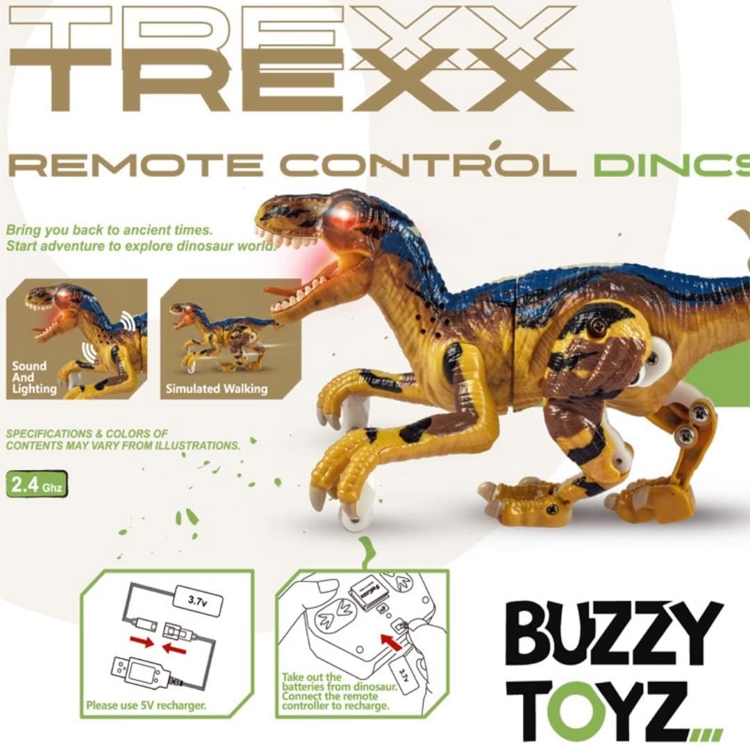 بازي تويز لعبة ديناصور بجهاز تحكم عن بعد مع الضوء والصوت مجسمات الحيوانات Buzzy Toys