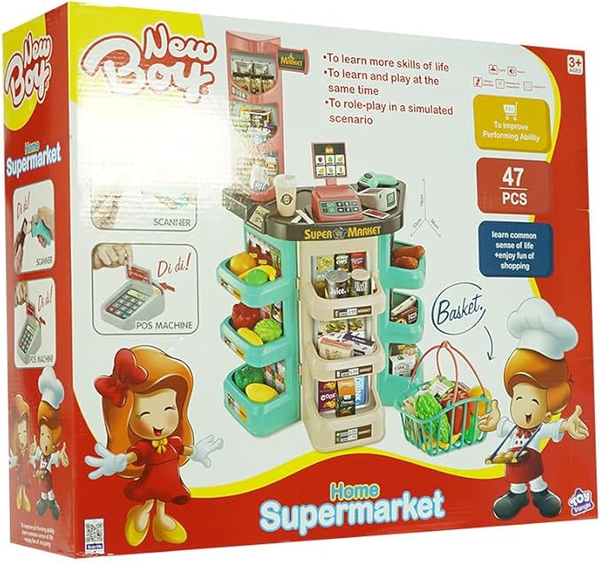 نيوبوي لعبة سوبرماركت مع اكسسوارات 47 قطعه التسوق والوظائف NewBoy