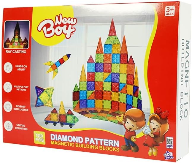نيوبوي مكعبات بناء مغناطيسية 100 قطعة مكعبات التركيب NewBoy