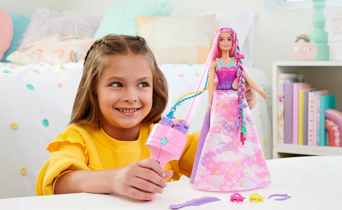باربي دمية باربي بشعر الوان قوس قزح مع اداة لف الشعر دمية مع اكسسوارات Barbie