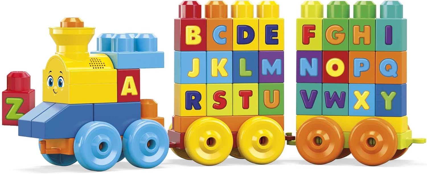 ميجا بلوكس لعبة مكعبات بناء قطار الحروف الانجليزية مع موسيقى 50 قطعة المكعبات الكبيرة MEGA BLOKS