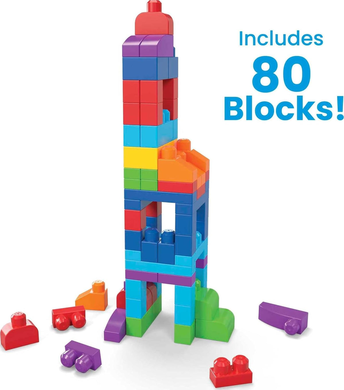 ميجا بلوكس حقيبة تركيب 80 قطعة المكعبات الكبيرة MEGA BLOKS